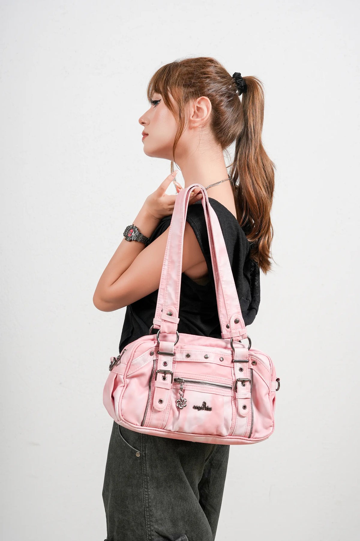 Vintage Multi-Pocket PU Bowling Shoulder Bag