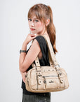 Vintage Multi-Pocket PU Bowling Shoulder Bag