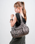 Vintage Multi-Pocket Crescent Hobo Bag
