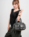Vintage Multi-Pocket Twin-Handle Satchel Tote Bag