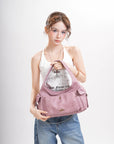 Wide-Strap Curved Hobo Shoulder Bag