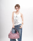 Wide-Strap Curved Hobo Shoulder Bag