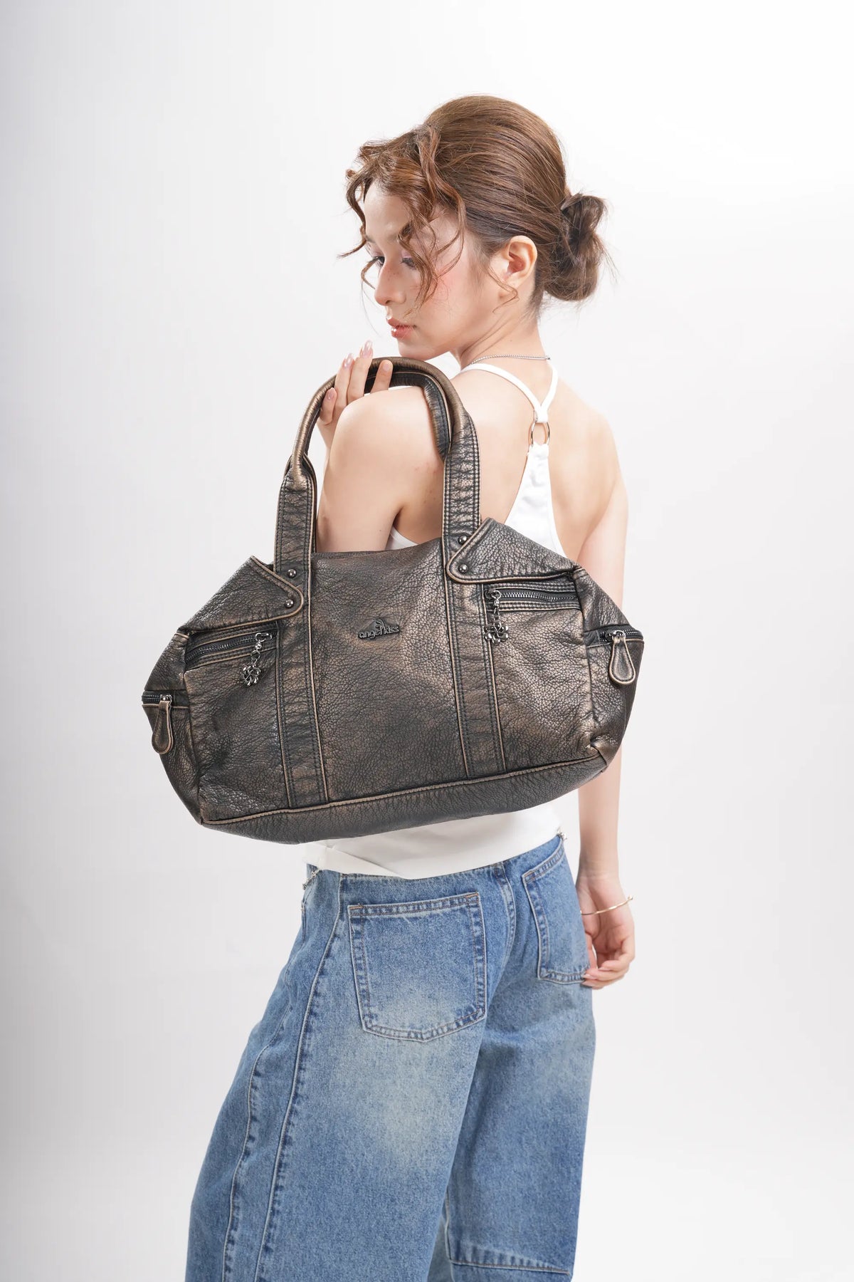 Large-Capacity Multi-Pocket Convertible Satchel Shoulder/Crossbody Bag