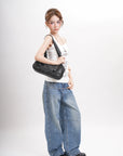 Vintage Multi-Pocket PU Bowling Shoulder Bag