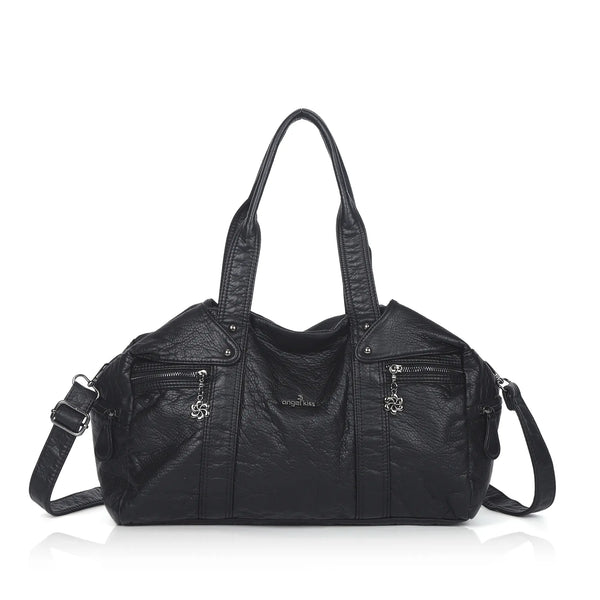 Large-Capacity Multi-Pocket Convertible Satchel Shoulder/Crossbody Bag
