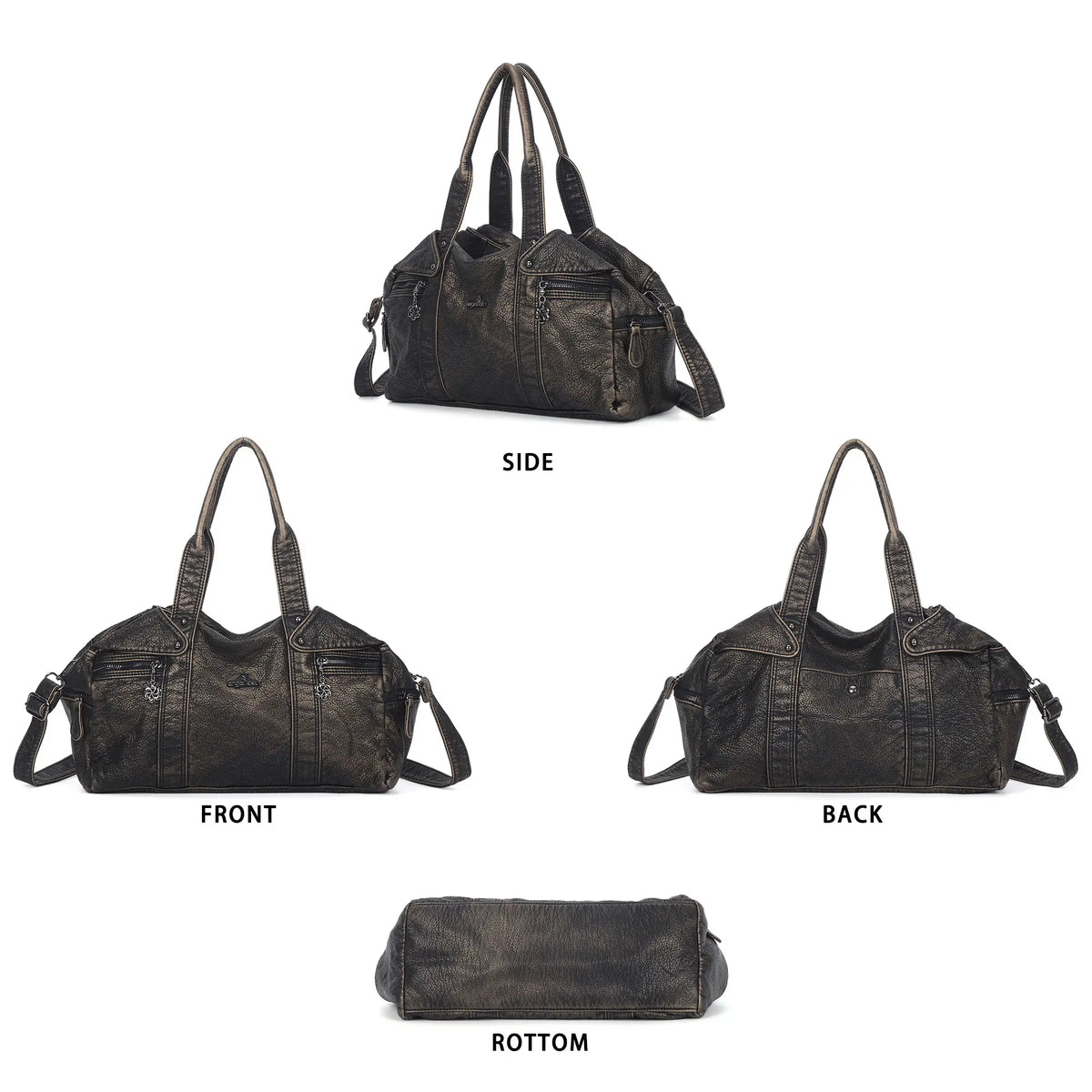 Large-Capacity Multi-Pocket Convertible Satchel Shoulder/Crossbody Bag