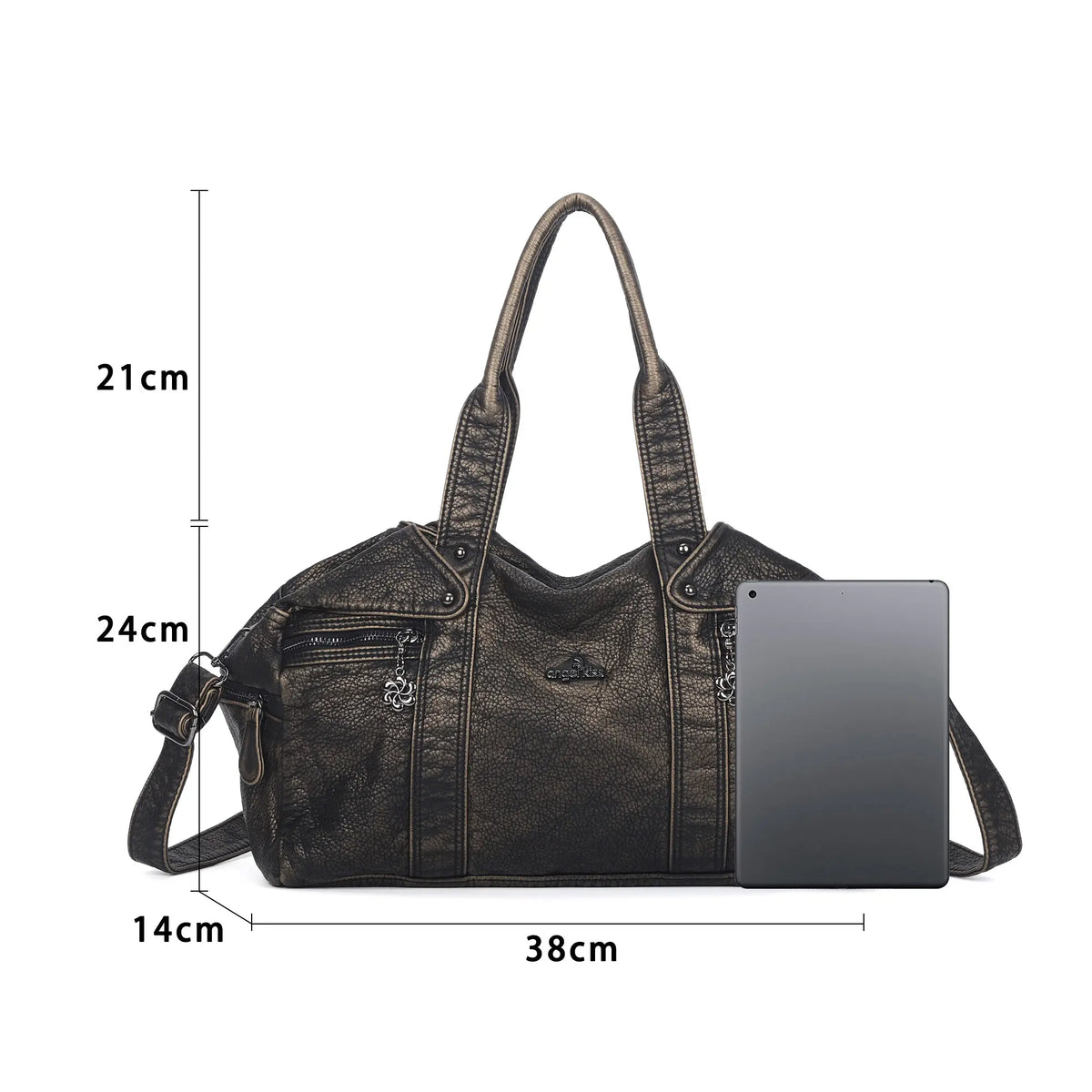 Large-Capacity Multi-Pocket Convertible Satchel Shoulder/Crossbody Bag