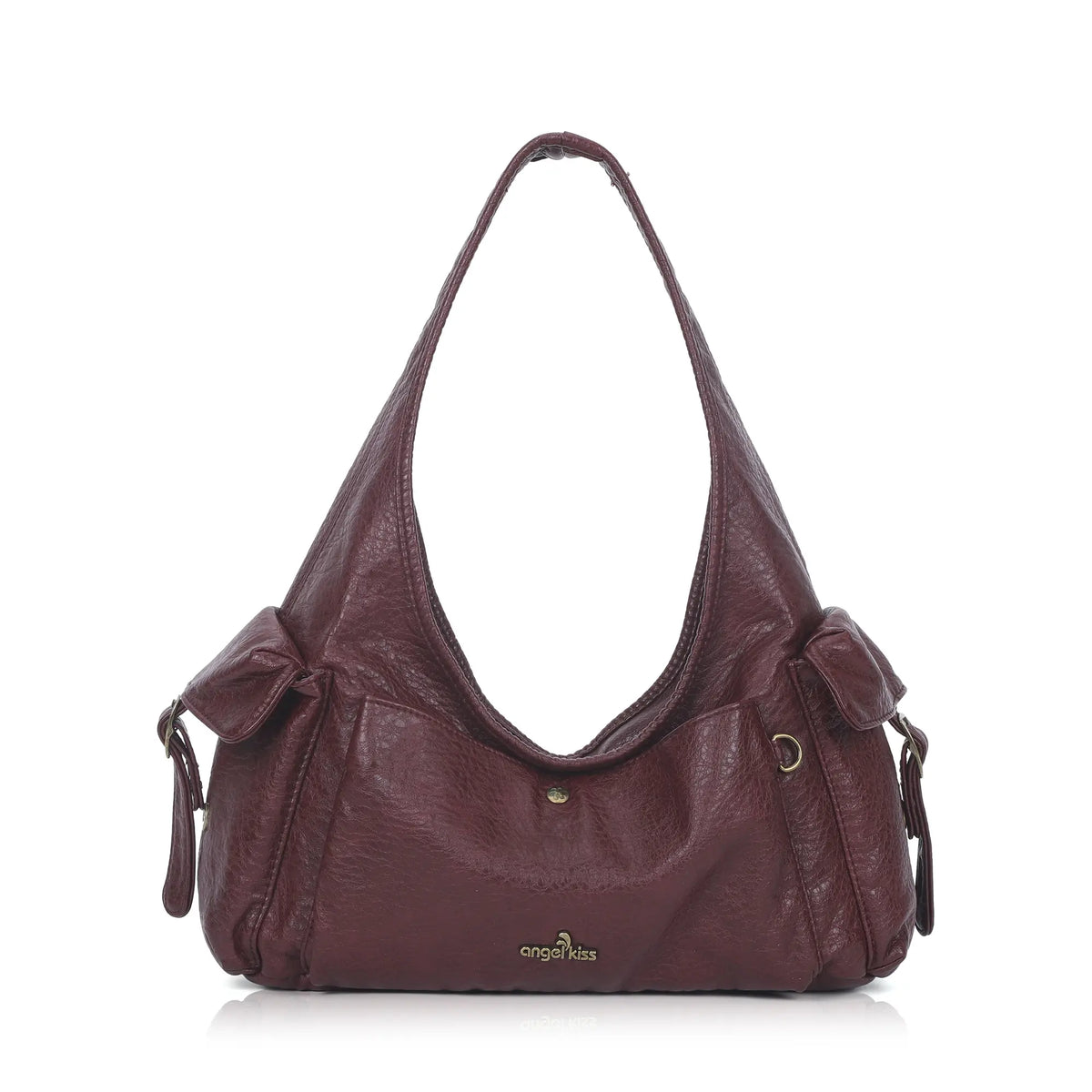 Wide-Strap Curved Hobo Shoulder Bag