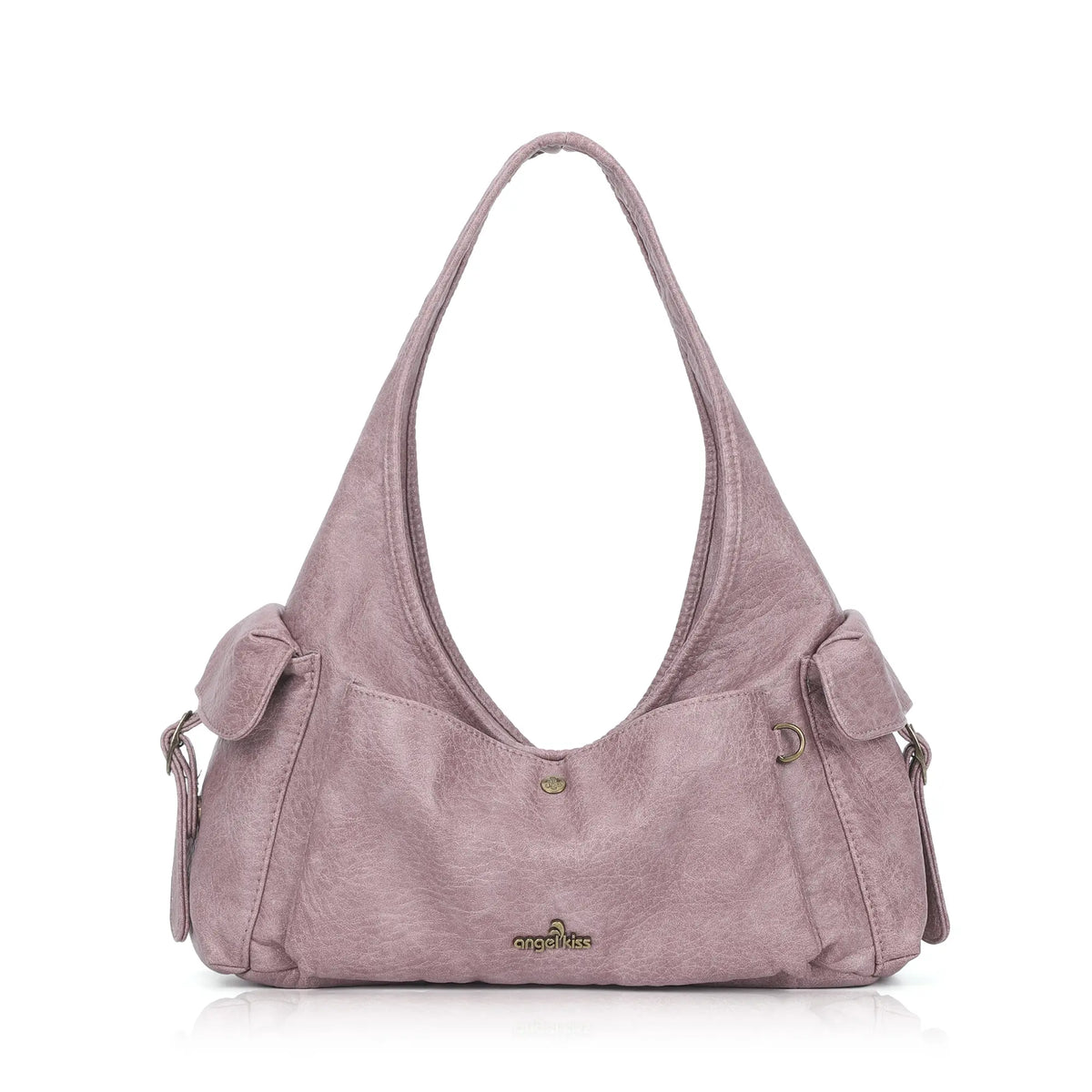 Wide-Strap Curved Hobo Shoulder Bag