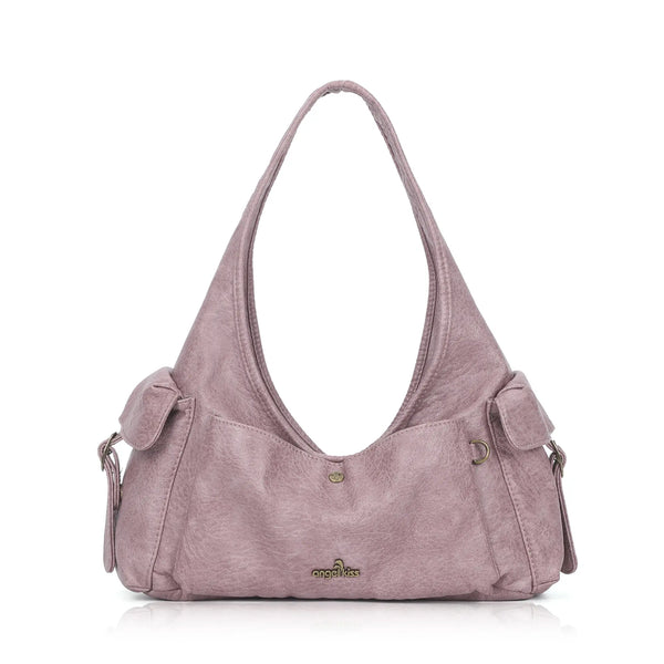 Wide-Strap Curved Hobo Shoulder Bag