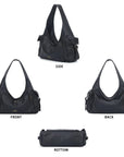 Wide-Strap Curved Hobo Shoulder Bag