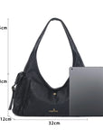 Wide-Strap Curved Hobo Shoulder Bag