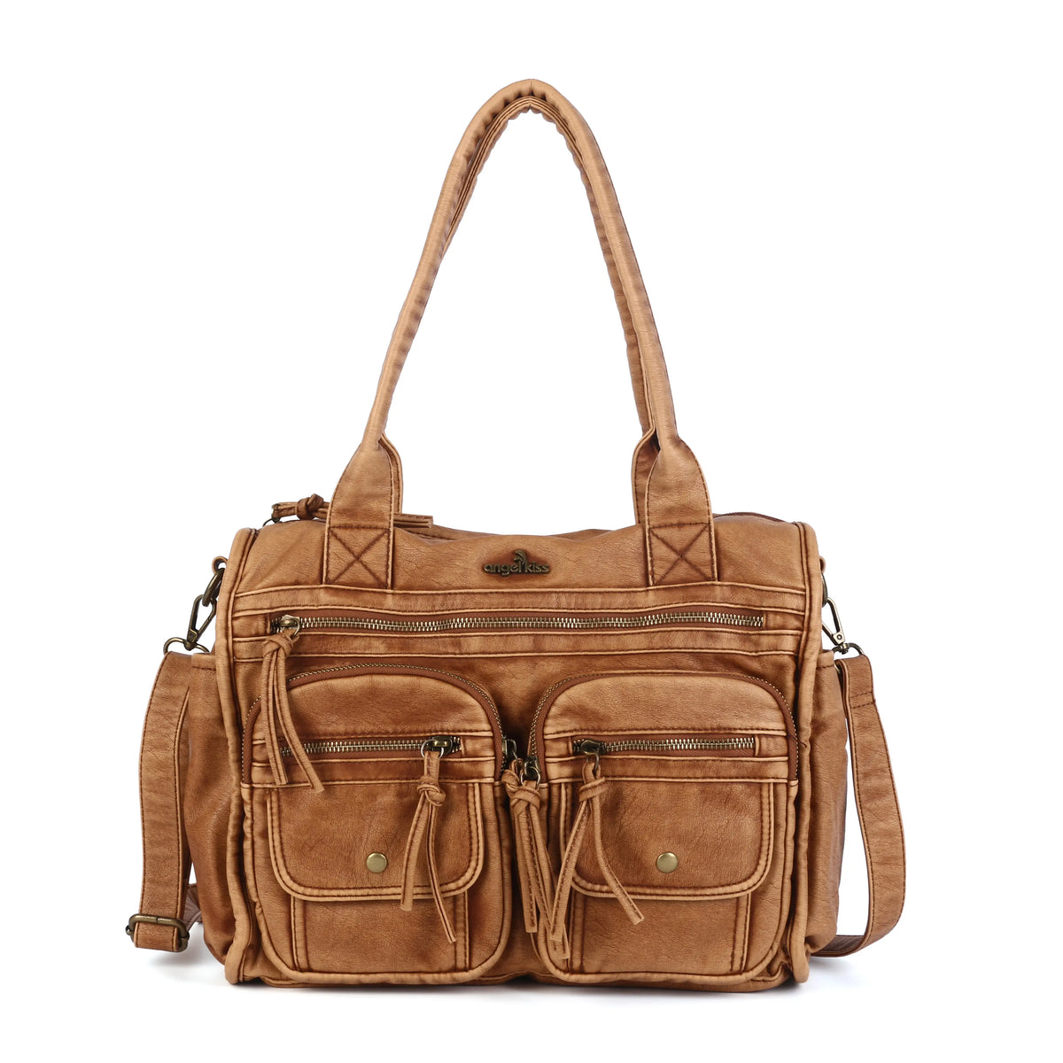 Vintage Utility Multi-Pocket Shoulder Tote Bag