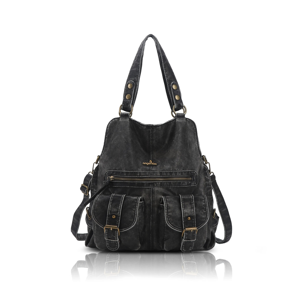 Utility Multi-Pocket PU Hobo Shoulder Bag