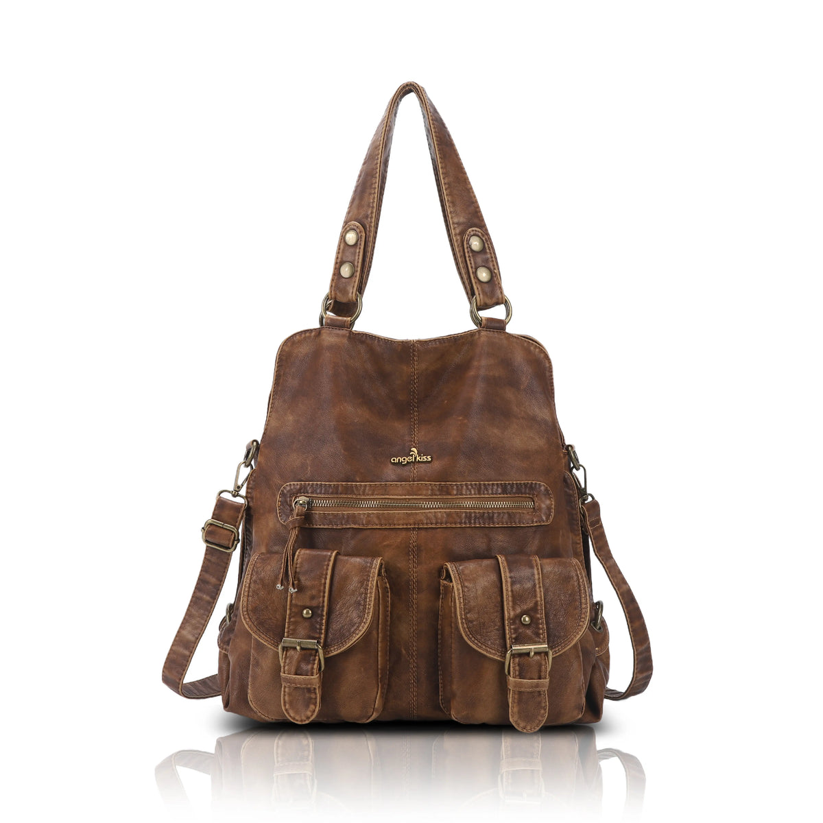 Utility Multi-Pocket PU Hobo Shoulder Bag