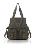 Utility Multi-Pocket PU Hobo Shoulder Bag