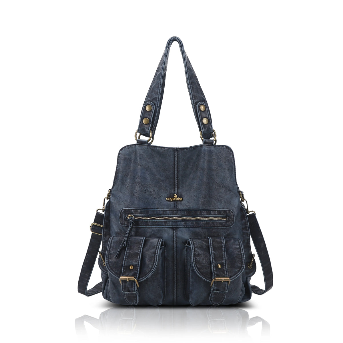 Utility Multi-Pocket PU Hobo Shoulder Bag