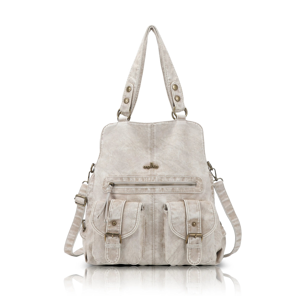 Utility Multi-Pocket PU Hobo Shoulder Bag