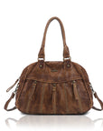 Vintage Vertical-Zip Multi-Pocket Shoulder Bag