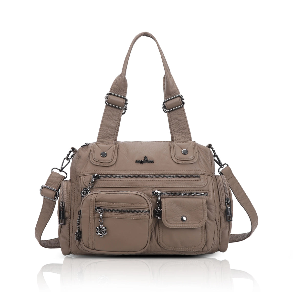 Moto Multi-Zip Shoulder Bag with Wide Handles