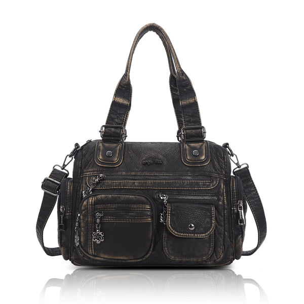 Moto Multi-Zip Shoulder Bag with Wide Handles