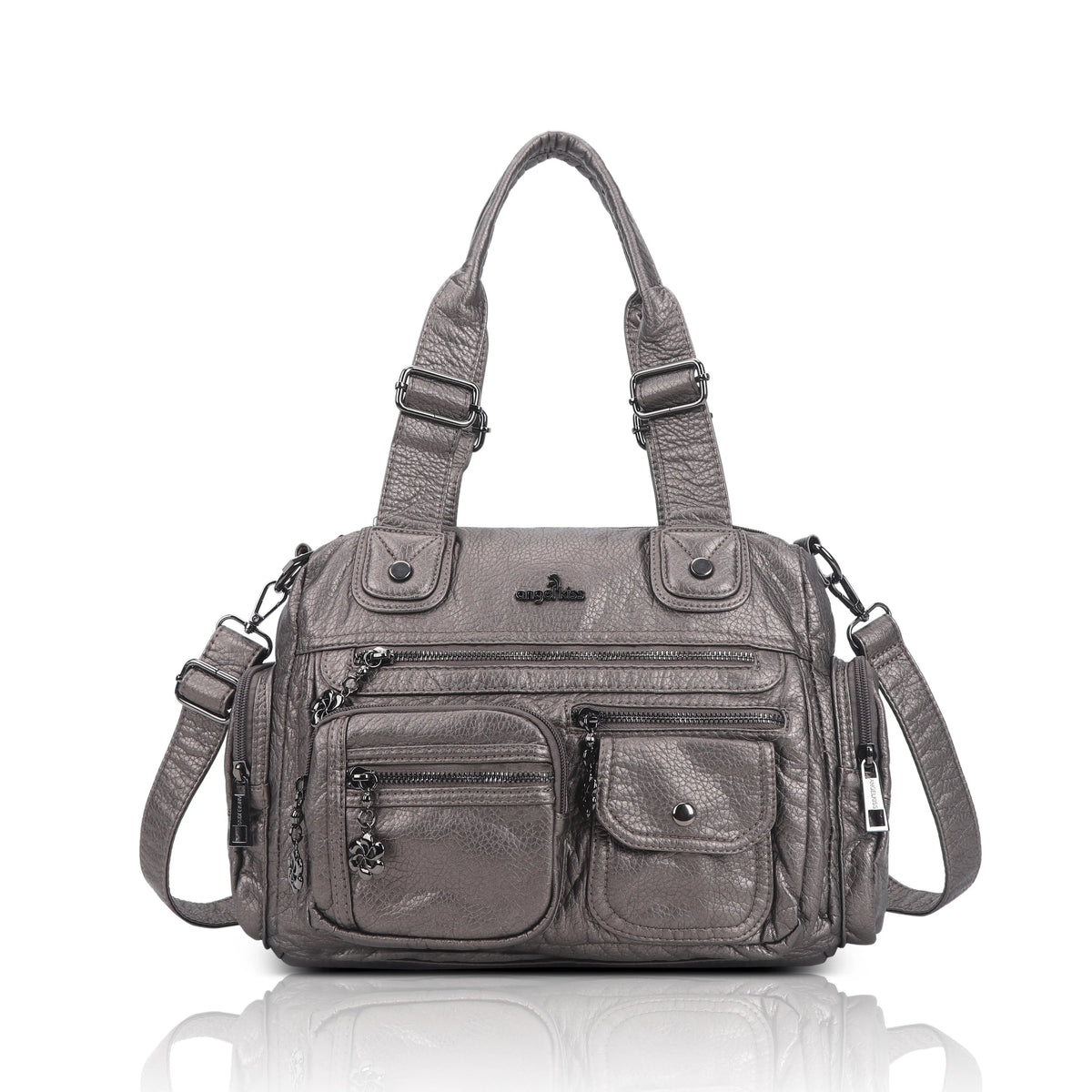Moto Multi-Zip Shoulder Bag with Wide Handles