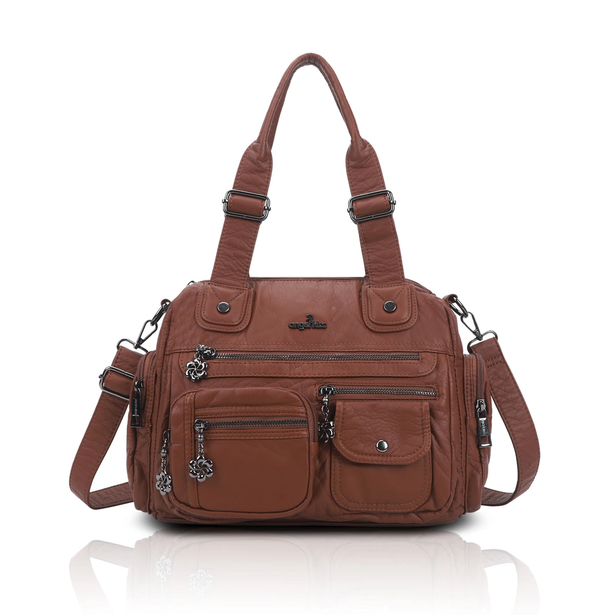 Moto Multi-Zip Shoulder Bag with Wide Handles