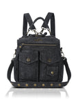 Convertible Denim Twin-Pocket Backpack