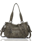 Studded Utility Multi-Pocket Horizontal Tote Shoulder Bag