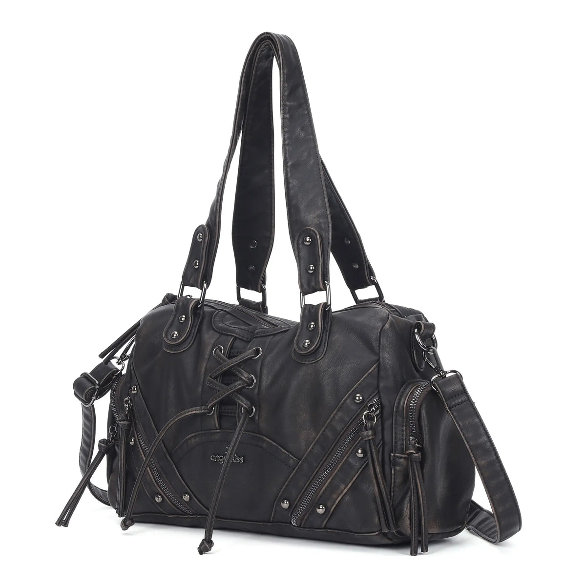 Moto Lace-Up Convertible Shoulder Tote Bag