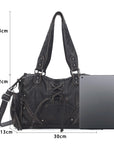 Moto Lace-Up Convertible Shoulder Tote Bag