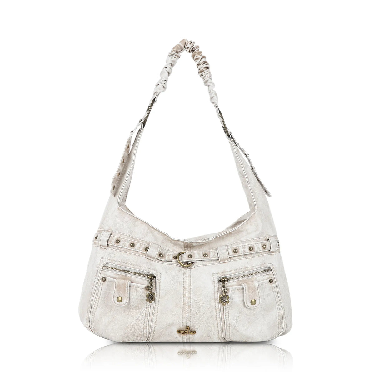 Large Studded Utility Hobo Shoulder Bag