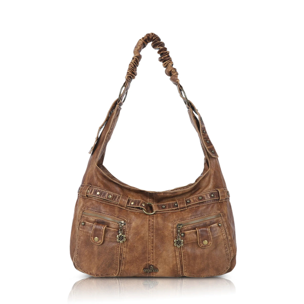 Large Studded Utility Hobo Shoulder Bag