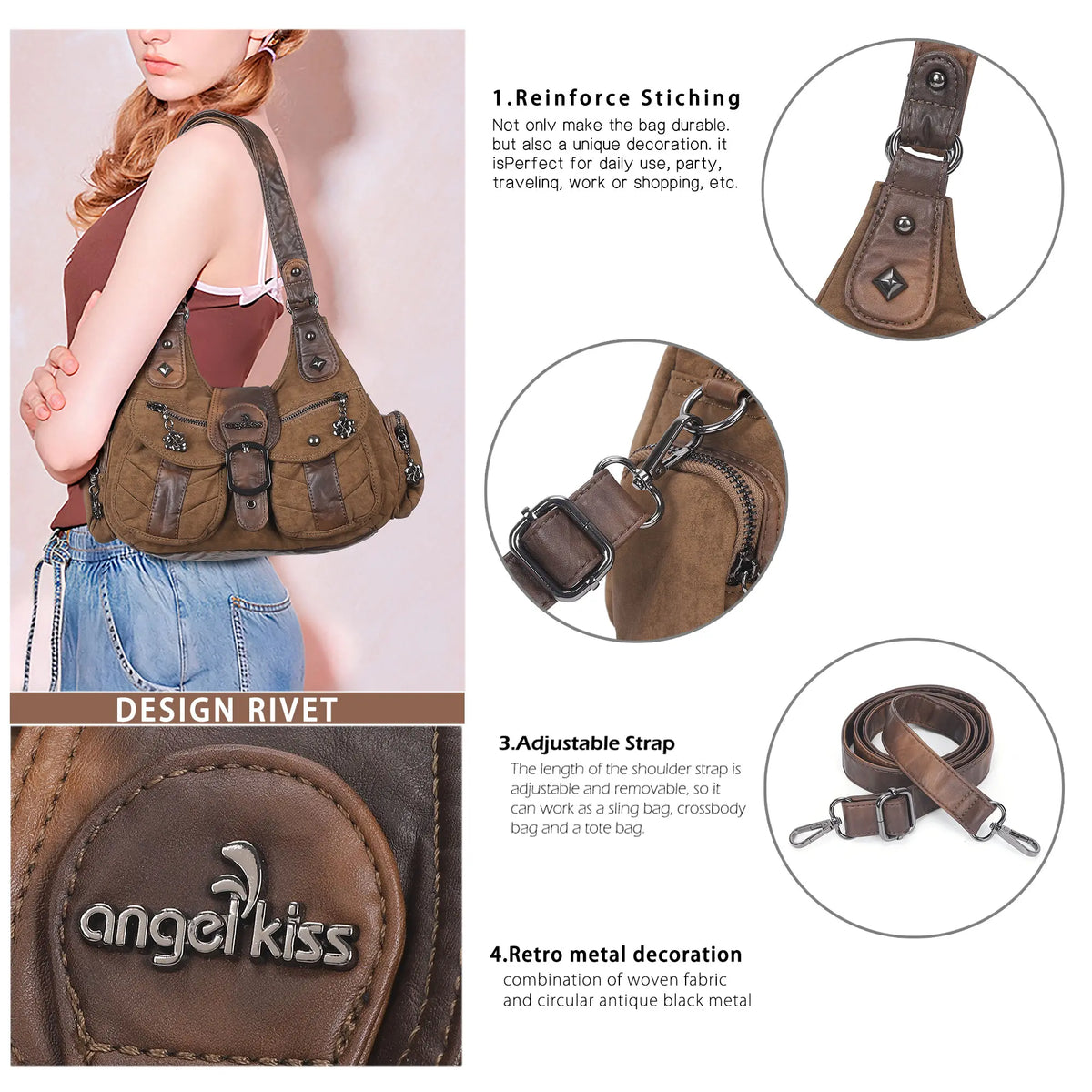 Relaxed Multi-Pocket Hobo Shoulder Bag