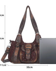 Curved-Panel Studded Buckle Shoulder Tote Bag