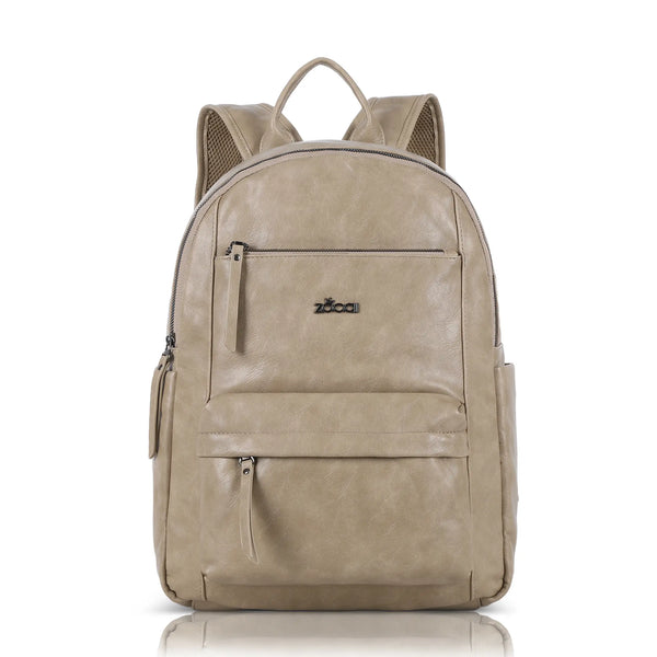 Washed-Look PU Multi-Pocket School Backpack