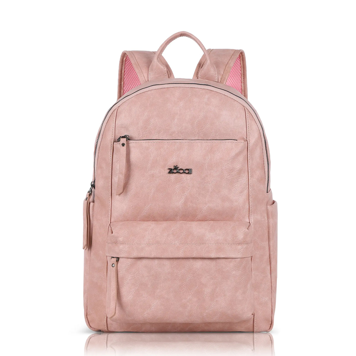 Washed-Look PU Multi-Pocket School Backpack