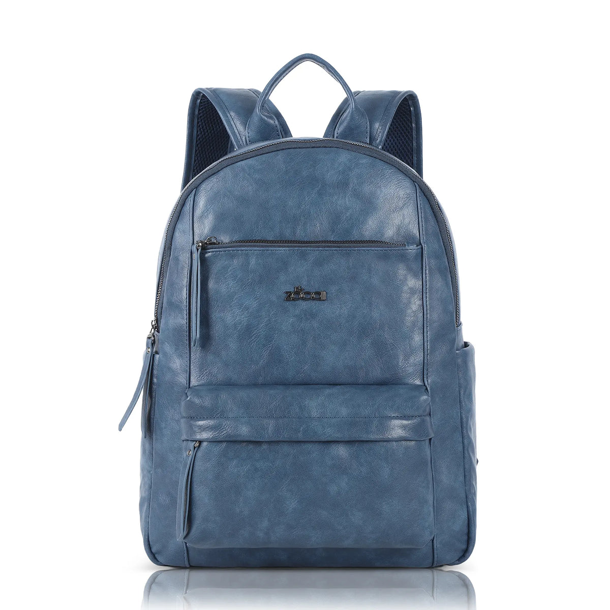 Washed-Look PU Multi-Pocket School Backpack