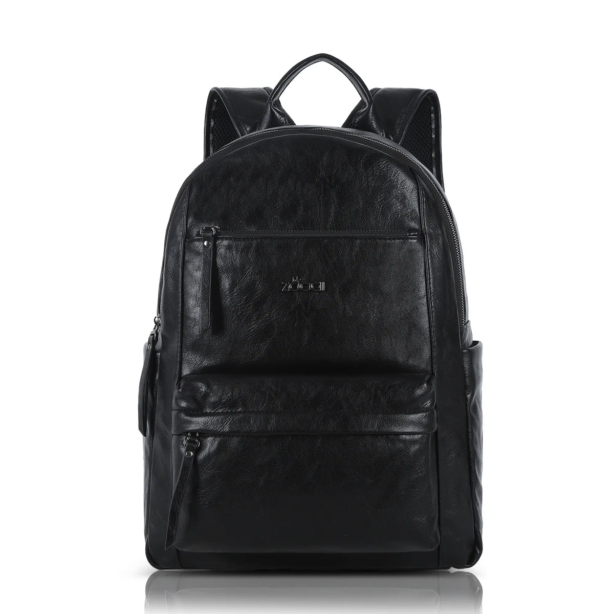 Washed-Look PU Multi-Pocket School Backpack