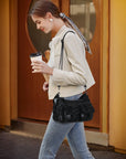 Leopard-Print Multi-Pocket Baguette Shoulder Bag