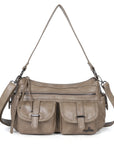 Leopard-Print Multi-Pocket Baguette Shoulder Bag