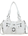 Y2K Washed Multi-Pocket Crescent Hobo Bag
