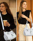 Y2K Washed Multi-Pocket Crescent Hobo Bag