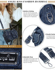 Soft-Structured Biker Shoulder Bag with Curved Panels