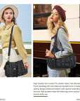Soft-Structured Biker Shoulder Bag with Curved Panels