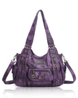 PU leather women's shoulder bag with tie-dye wash water-Angelkiss Bag
