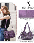 PU leather women's shoulder bag with tie-dye wash water-Angelkiss Bag