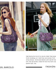 PU leather women's shoulder bag with tie-dye wash water-Angelkiss Bag