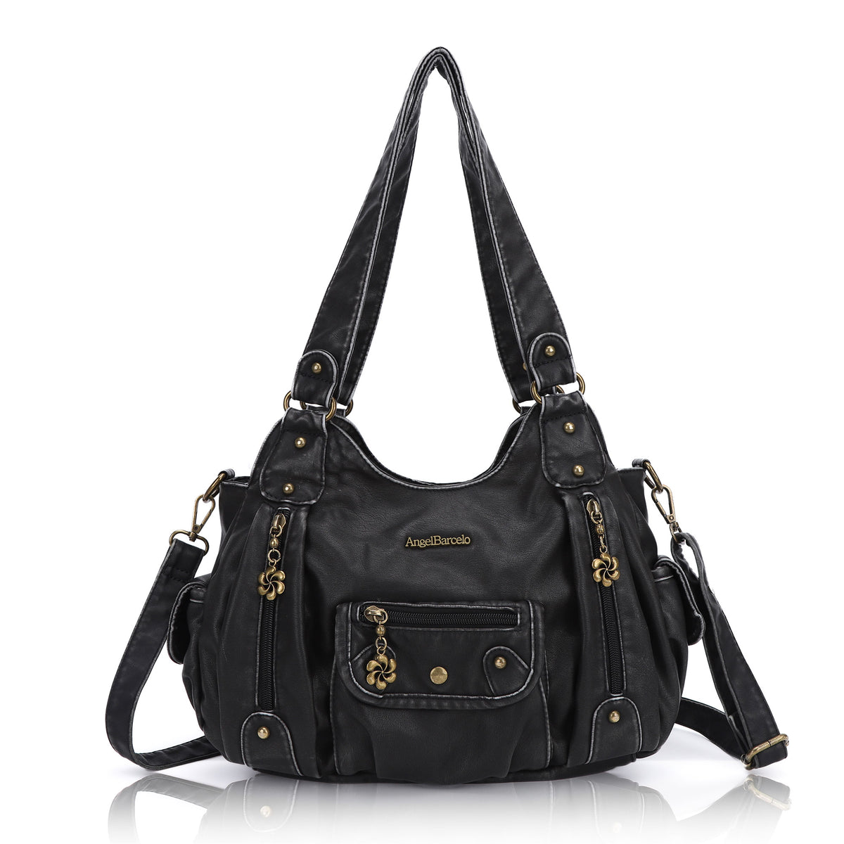 Vintage Multi-Pocket Crescent Hobo Bag