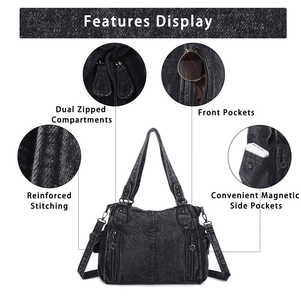 Angel Kiss Ladies vintage denim handbag-Angelkiss Bag
